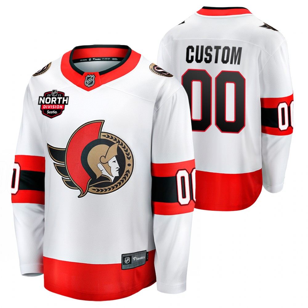 Custom Senators 2021 North Division Patch Jersey White Away