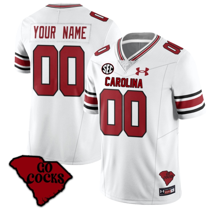 Custom South Carolina Gamecocks 2024 Vapor Limited Football Jersey - All Stitched  WHITE