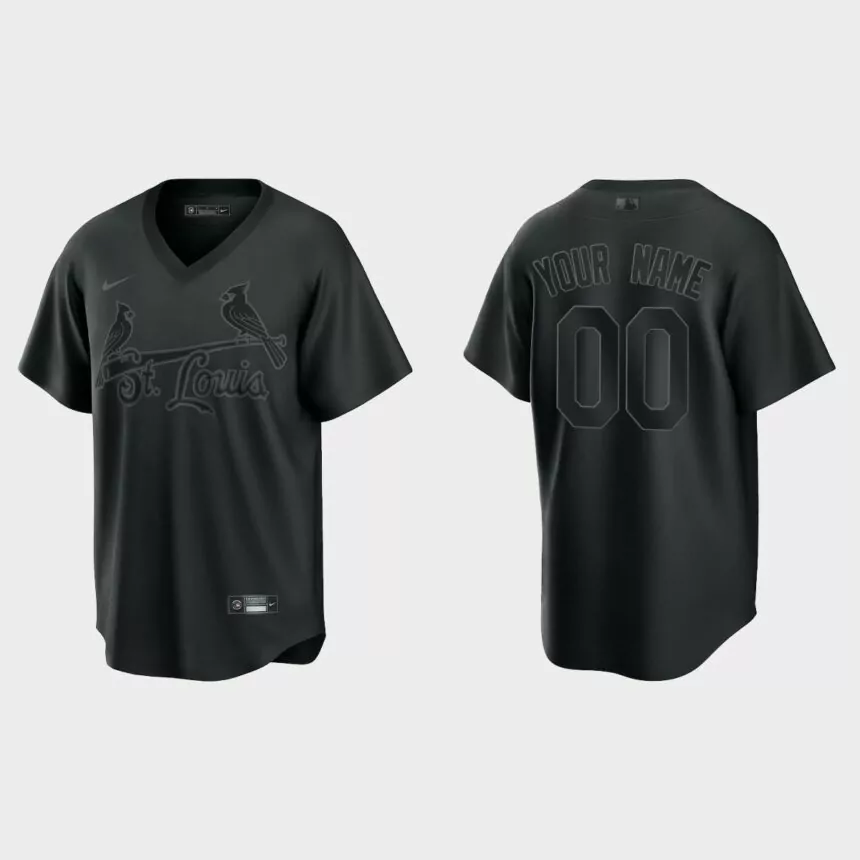 Custom St. Louis Cardinals Pitch Black Fashion Jersey – Black