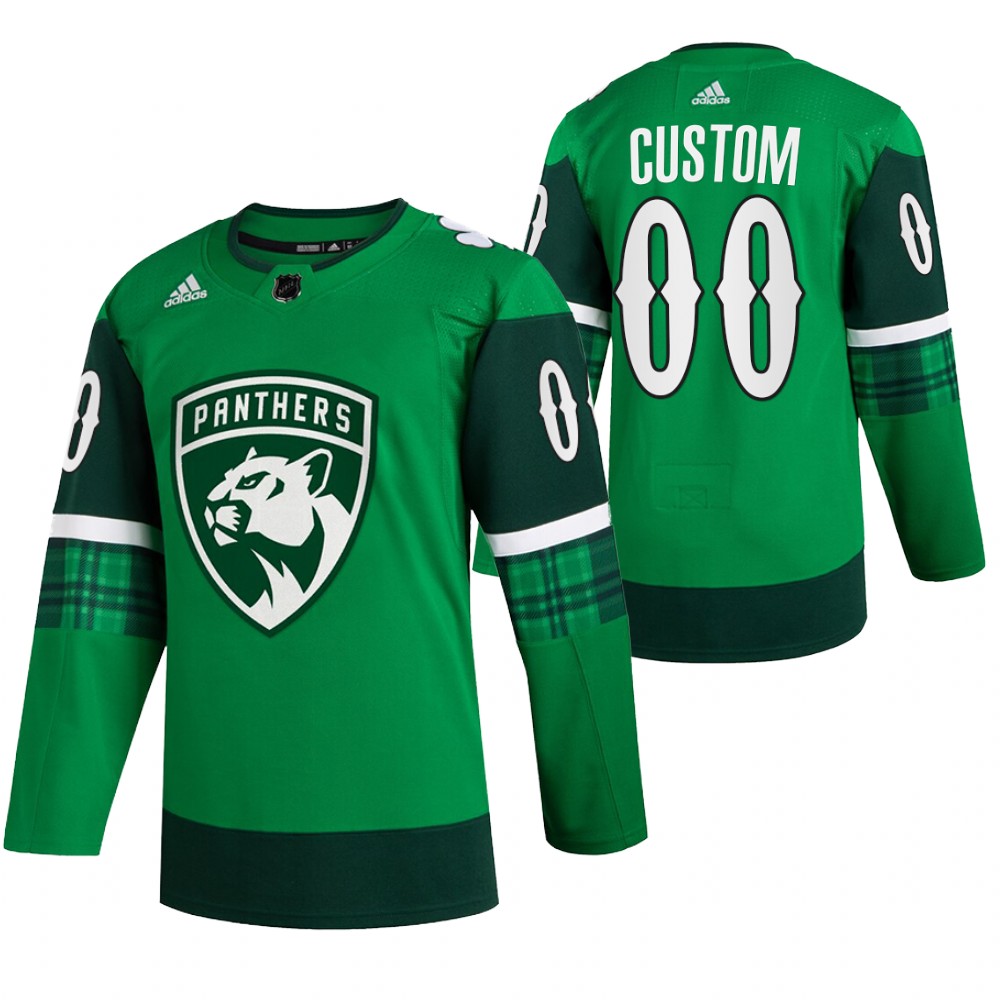 Custom St. Patricks Day Panthers Green #00 Jersey