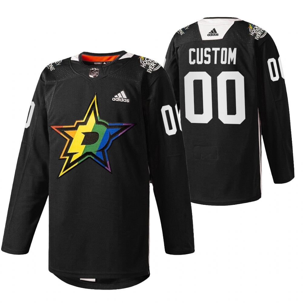 Custom Stars Pride Night 2022 Jersey Black Warmup