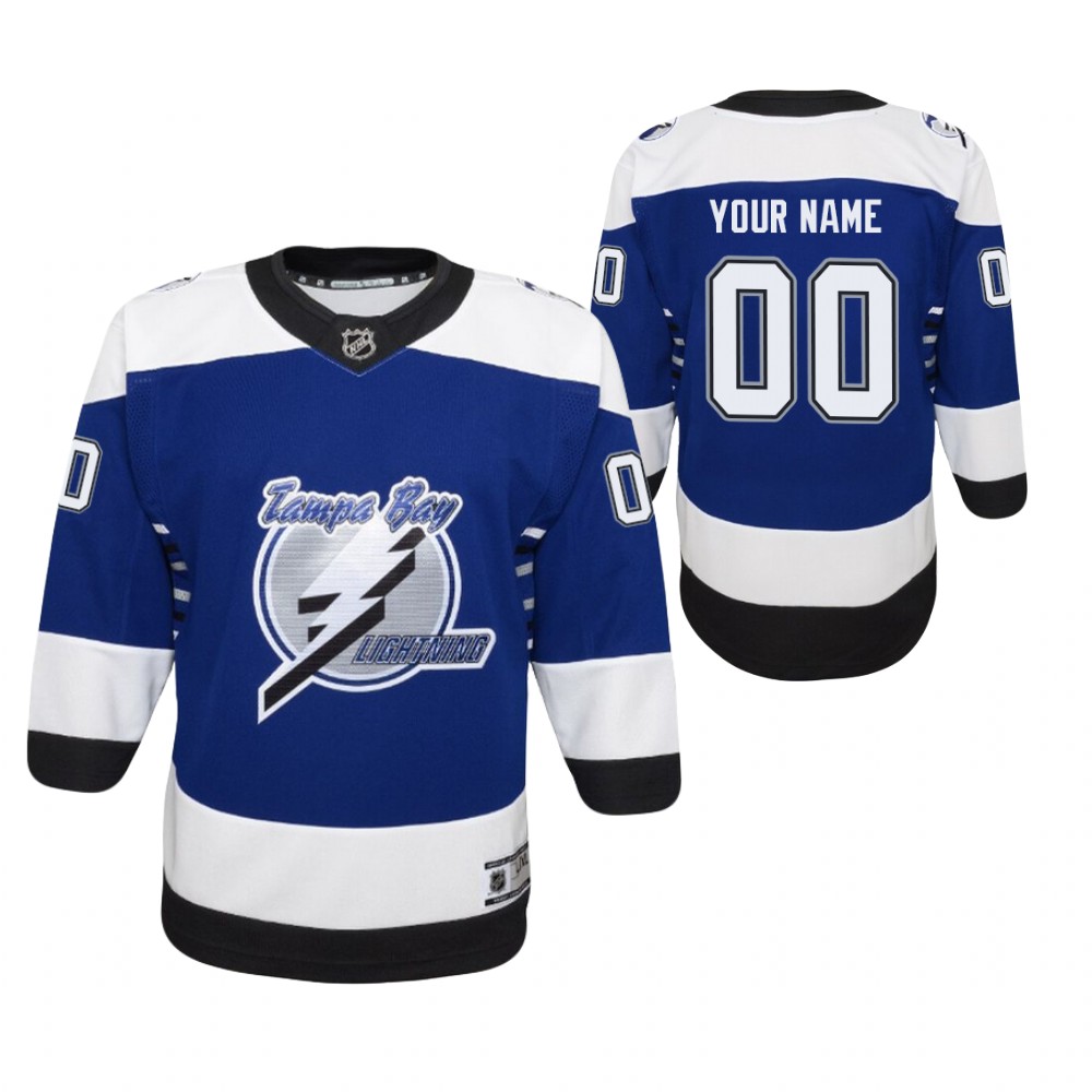 Custom Tampa Bay Lightning 2021 Reverse Retro Blue Youth Jersey Replica