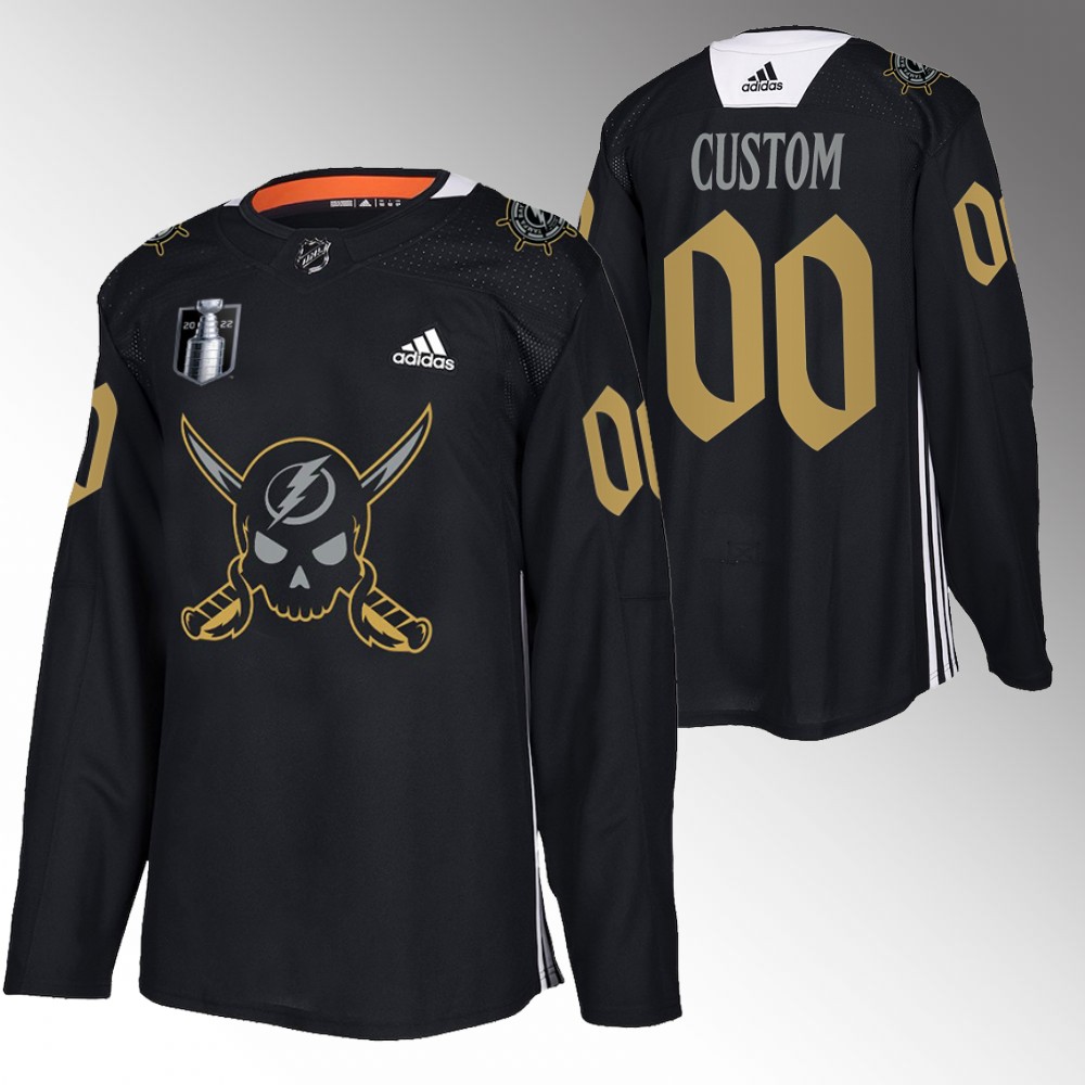 Custom Tampa Bay Lightning 2022 Conference Finals Black Jersey Gasparilla inspired