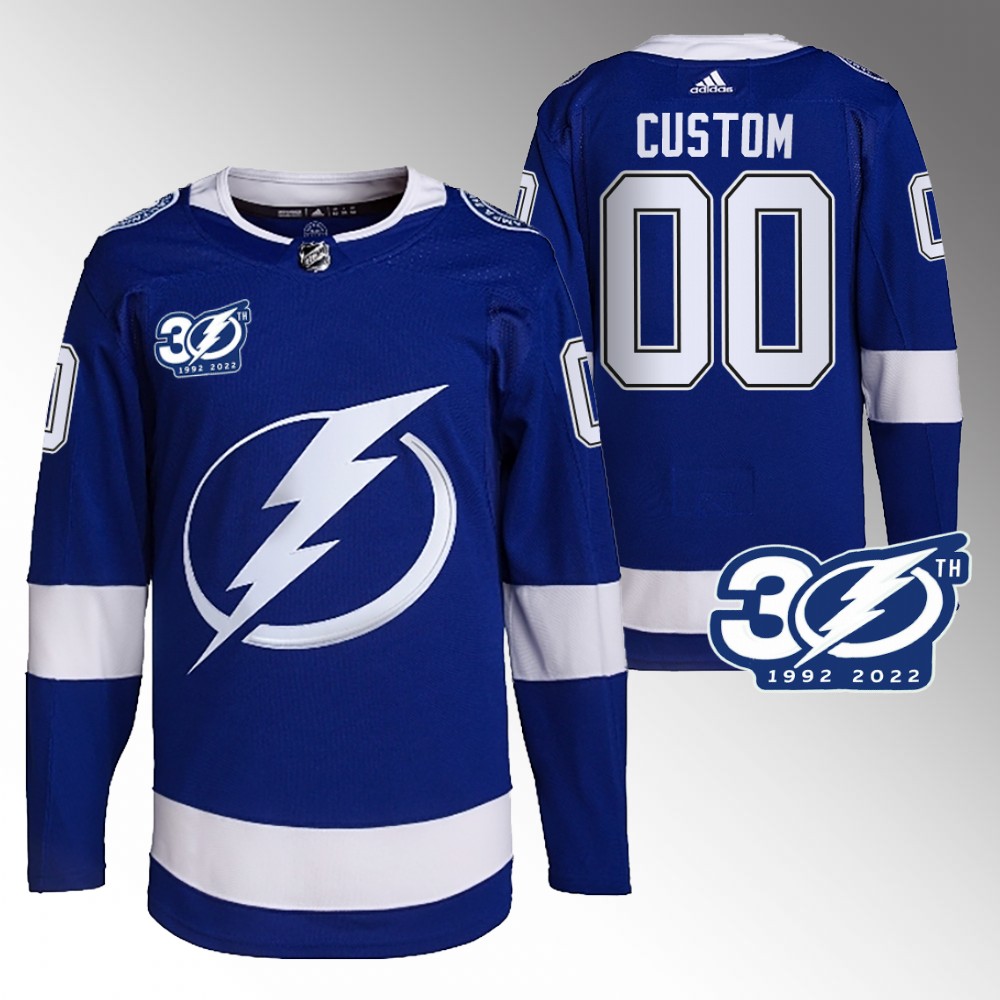 Custom Tampa Bay Lightning Blue 30th Season Authentic Home Jersey