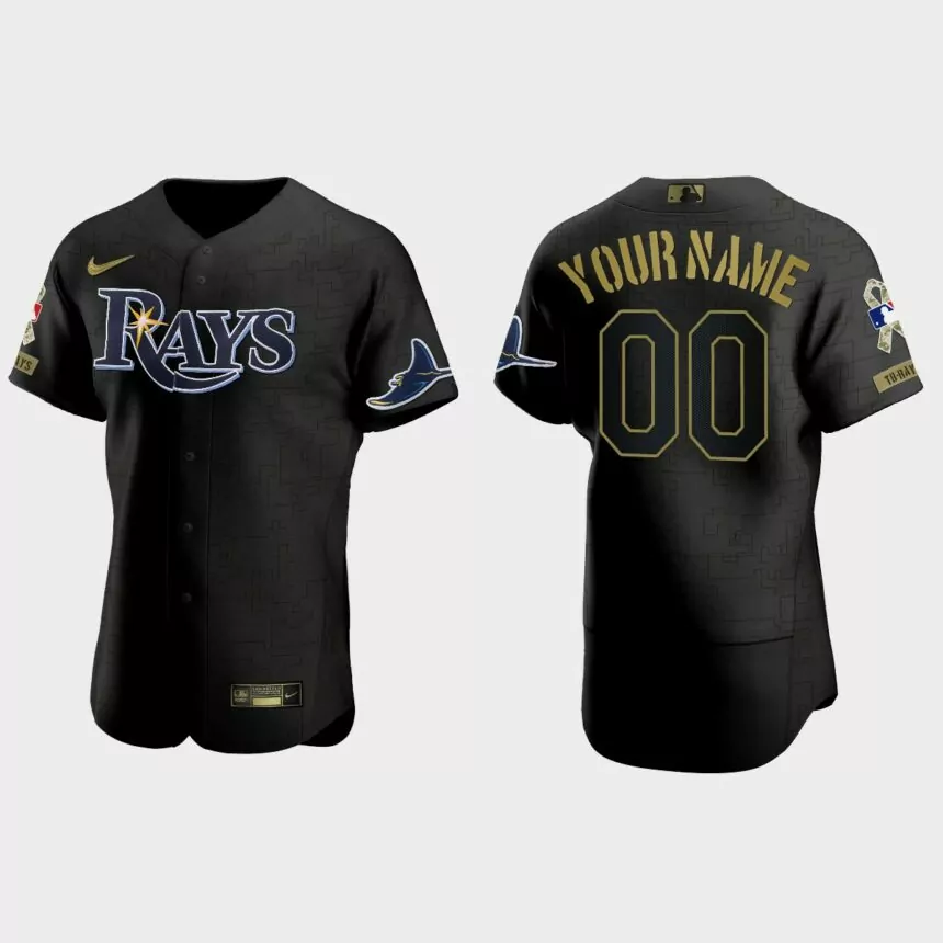 Custom Tampa Bay Rays 2021 Salute to Service Jersey – All Black