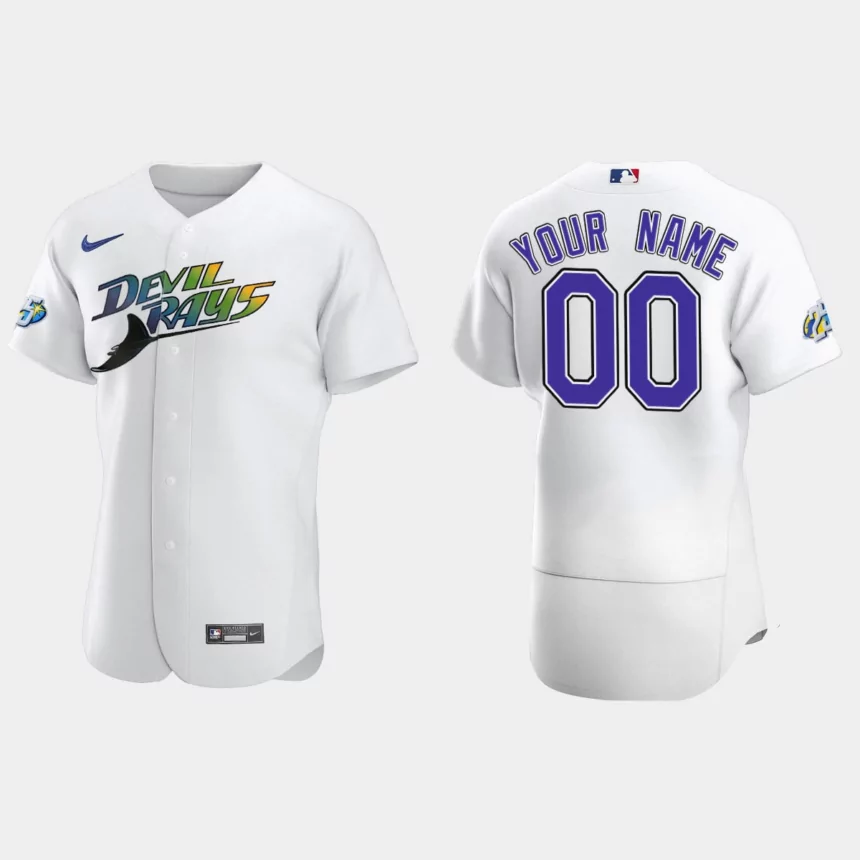 Custom Tampa Bay Rays 25th Anniversary Authentic Jersey – White