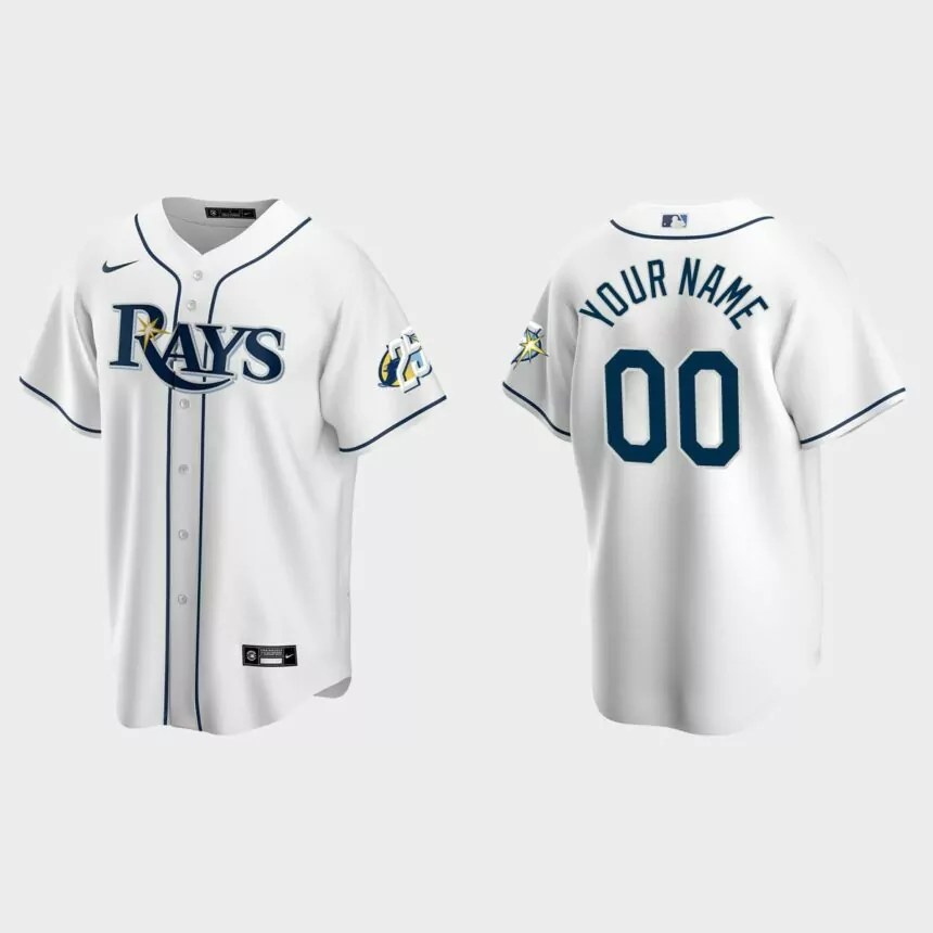 Custom Tampa Bay Rays 25th Anniversary Replica Jersey – White