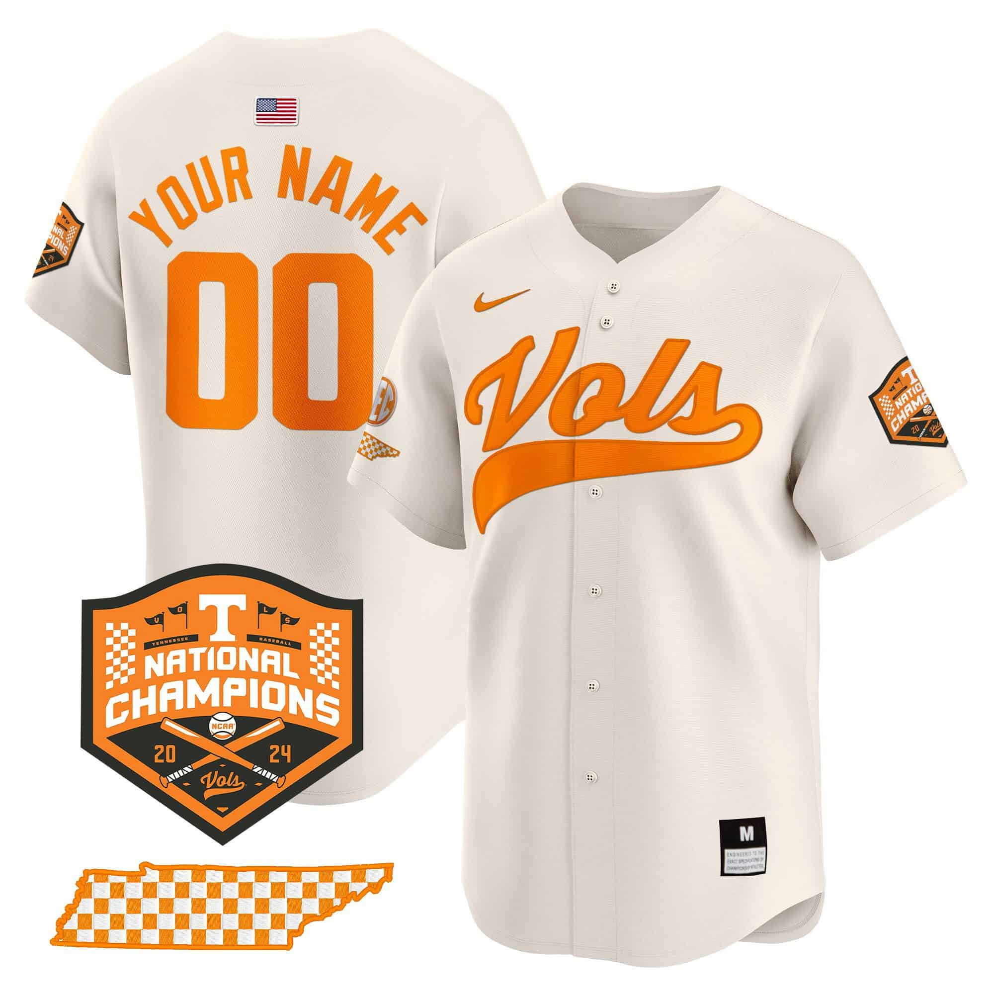 Custom Tennessee Volunteers 2024 Champions Vapor Premier Limited baseball   Jersey – All Stitched Cream