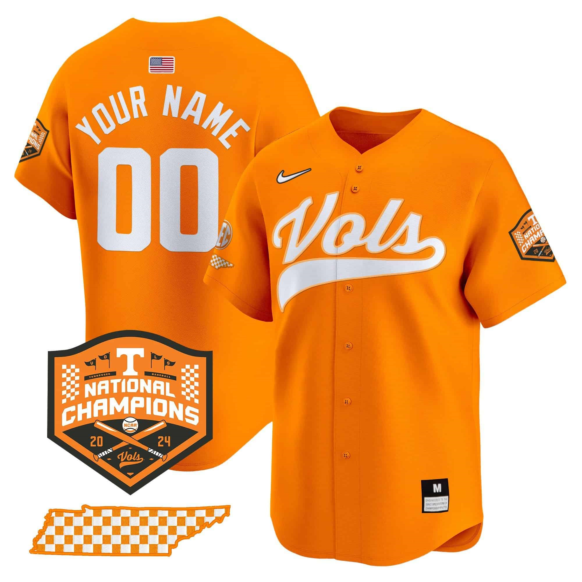 Custom Tennessee Volunteers 2024 Champions Vapor Premier Limited baseball   Jersey – All Stitched Orange
