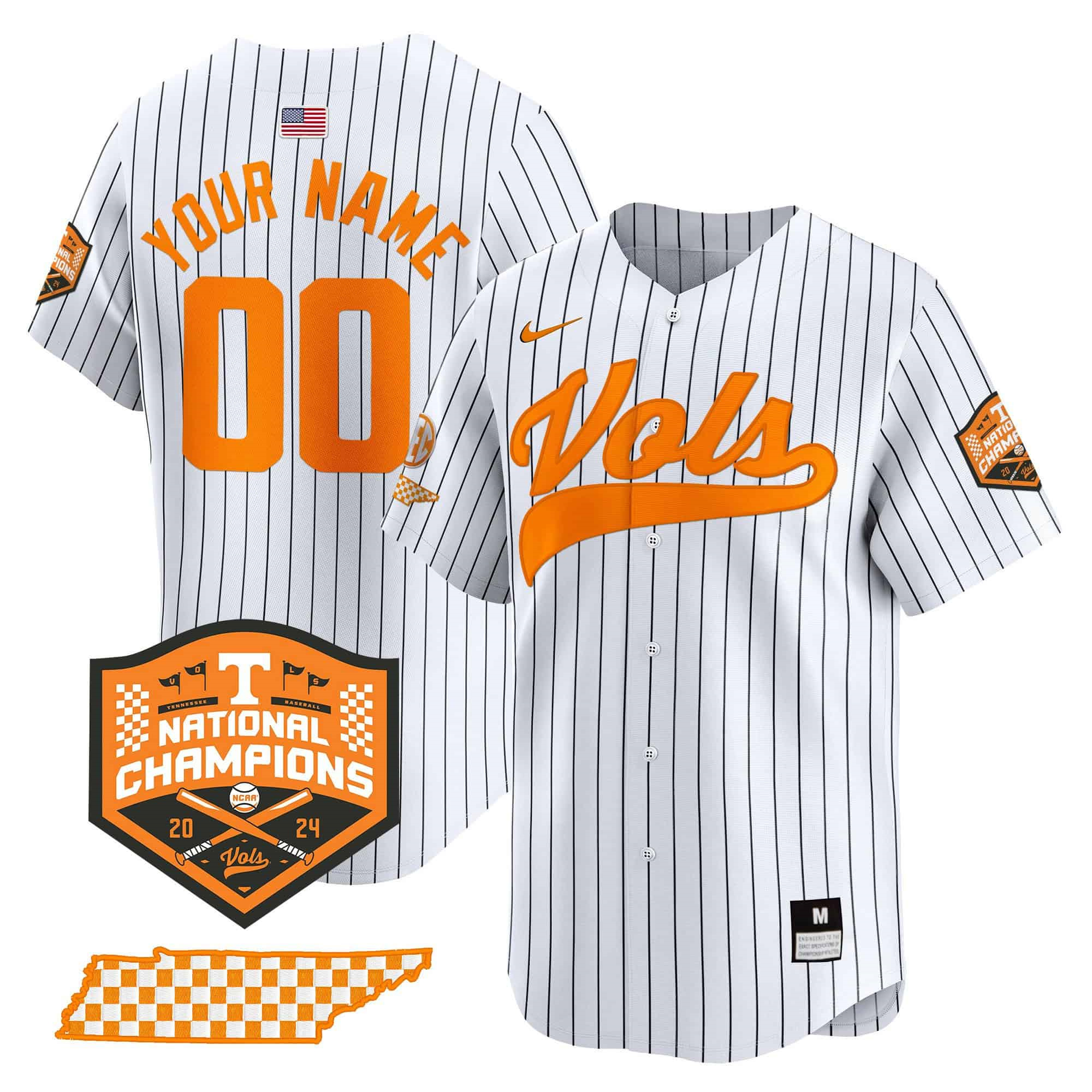 Custom Tennessee Volunteers 2024 Champions Vapor Premier Limited baseball   Jersey – All Stitched Pinstripe