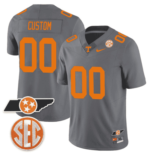 Custom Tennessee Volunteers Checkerboard & Alternate Custom Jersey V2 – All StitchedGray