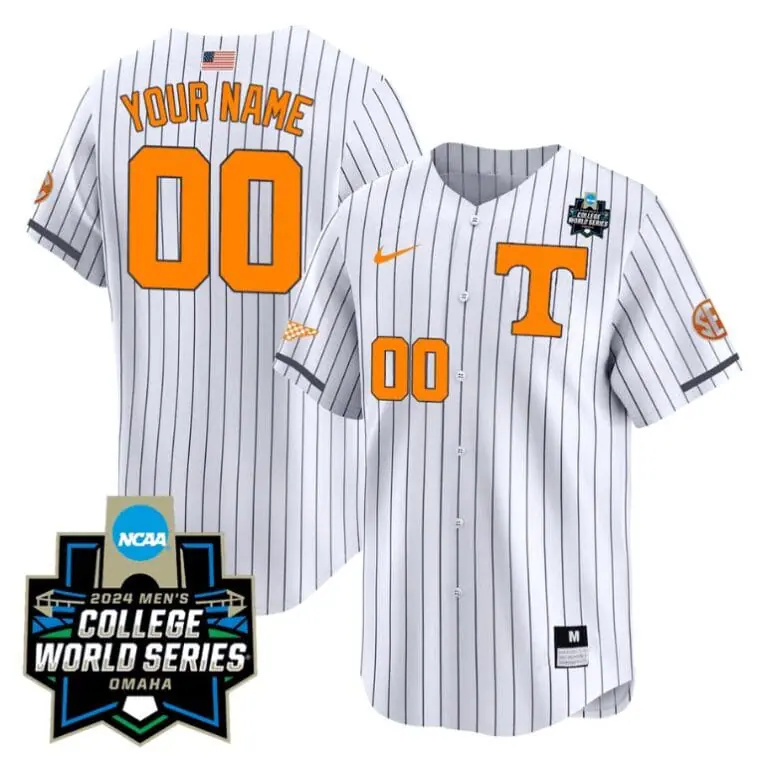 Custom Tennessee Volunteers Jersey 2024 College World Series Vapor Premier Limited NCAA Baseball Stitched Pinstripe