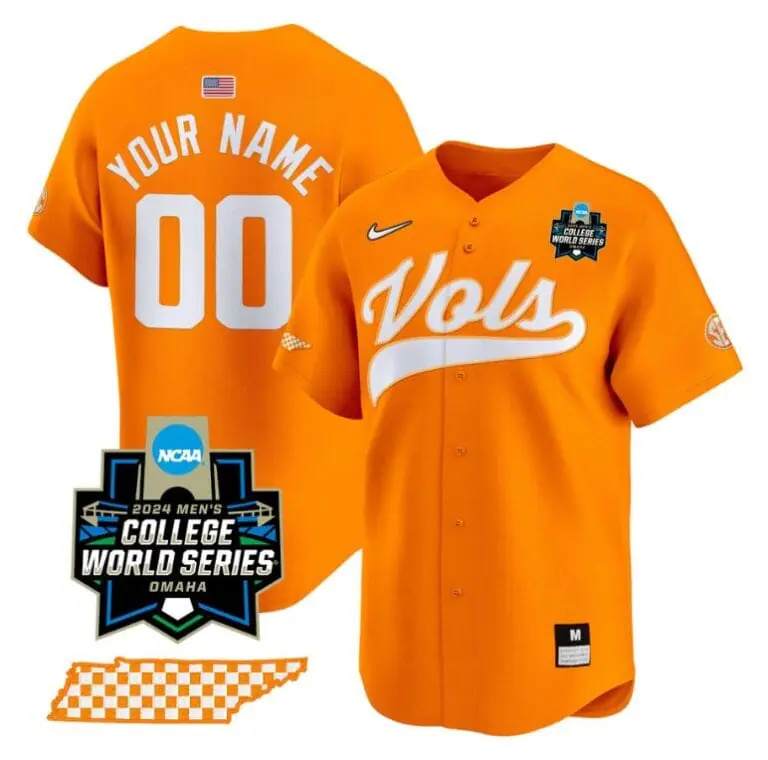 Custom Tennessee Volunteers Jersey 2024 College World Series Vapor Premier Limited V2 NCAA Baseball Stitched Orange