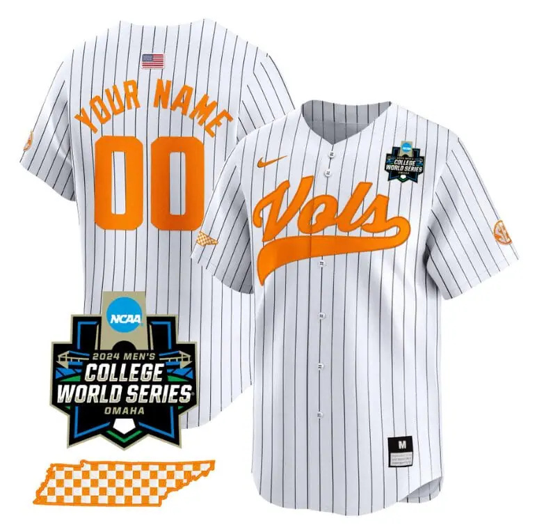 Custom Tennessee Volunteers Jersey 2024 College World Series Vapor Premier Limited V2 NCAA Baseball Stitched Pinstripe