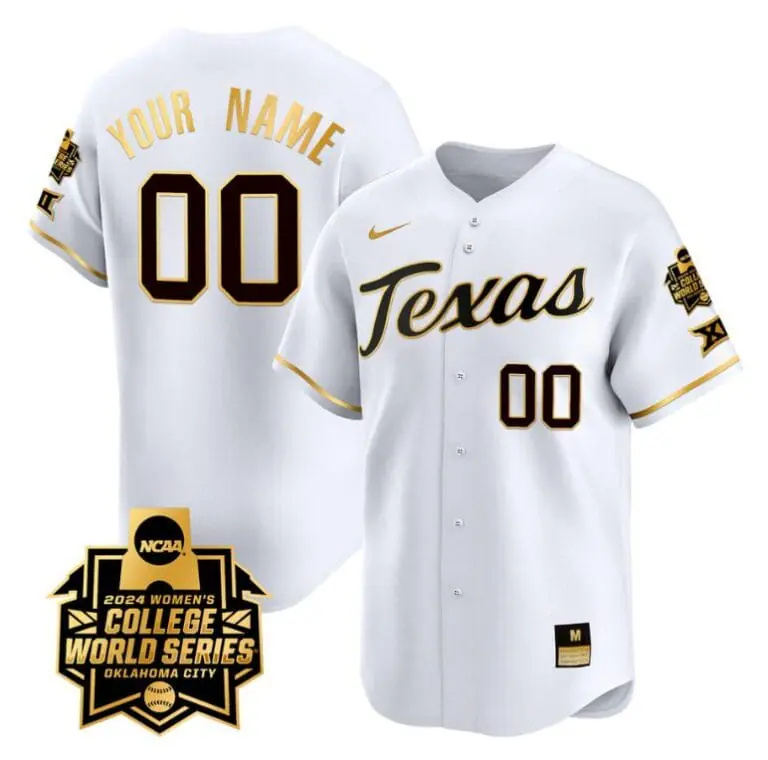 Custom Texas AM Aggies Jersey 2024 College World Series Champions Vapor Premier Limited NCAA Baseball Stitched White Gold