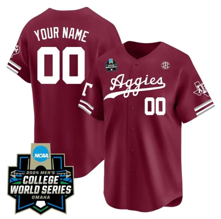 Custom Texas AM Aggies Jersey 2024 College World Series Vapor Premier Limited V2 NCAA Baseball Stitched Aggie Maroon
