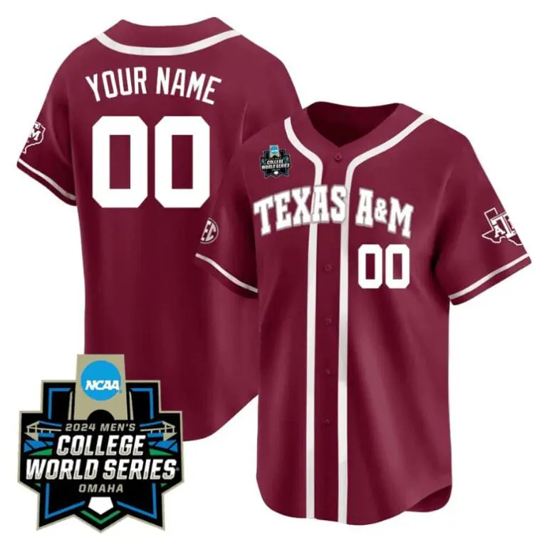 Custom Texas AM Aggies Jersey 2024 College World Series Vapor Premier Limited V2 NCAA Baseball Stitched Maroon Alternate