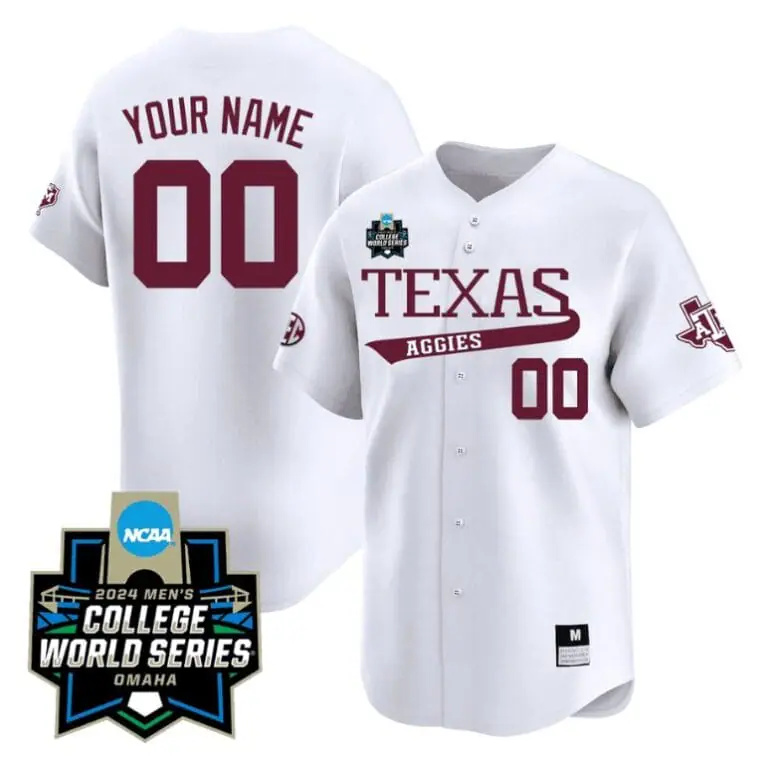 Custom Texas AM Aggies Jersey 2024 College World Series Vapor Premier Limited V2 NCAA Baseball Stitched White
