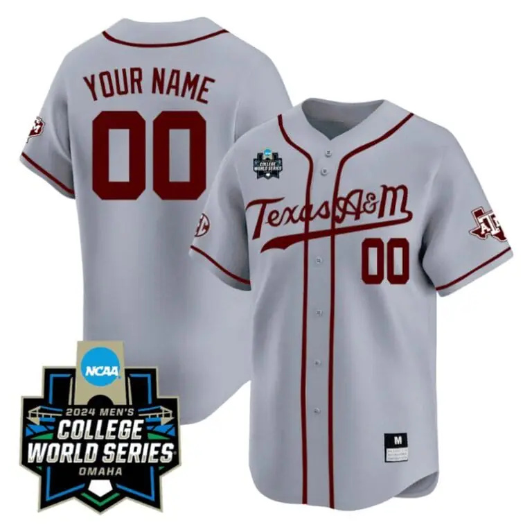 Custom Texas AM Jersey 2024 College World Series Vapor Premier Limited V2 NCAA Baseball Stitched Grey