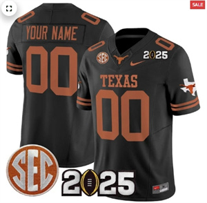 Custom Texas Longhorns 2025 CFP Final Patch Vapor Limited Custom Jersey - All Stitched Black