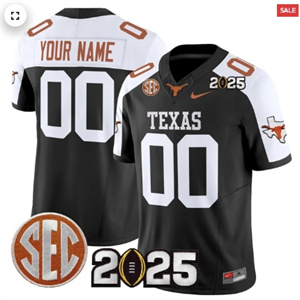 Custom Texas Longhorns 2025 CFP Final Patch Vapor Limited Custom Jersey - All Stitched Black Alternate