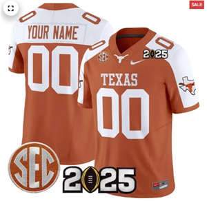 Custom Texas Longhorns 2025 CFP Final Patch Vapor Limited Custom Jersey - All Stitched Orange Alternate