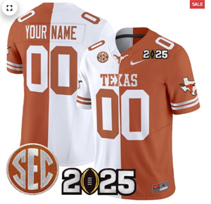 Custom Texas Longhorns 2025 CFP Final Patch Vapor Limited Custom Jersey - All Stitched Split
