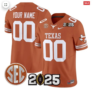 Custom Texas Longhorns 2025 CFP Final Patch Vapor Limited Custom Jersey - All Stitched Texas Orange
