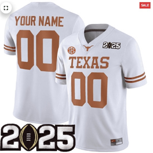 Custom Texas Longhorns Football 2425 Jersey - CFP Final Patch - All Stitched White