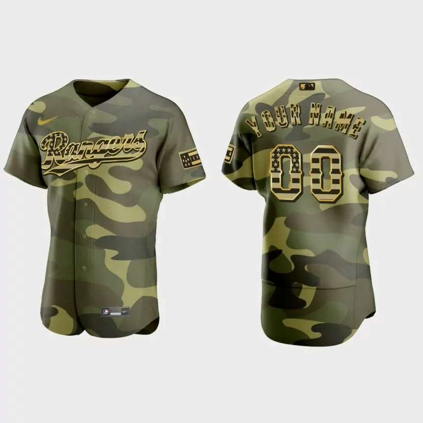 Custom Texas Rangers 2022 Armed Forces Day Authentic Jersey – Camo