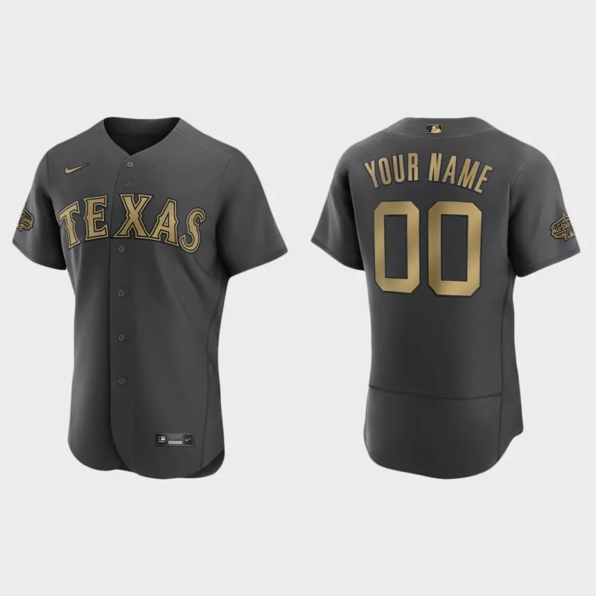 Custom Texas Rangers 2022 MLB All-Star Game Authentic Jersey – Charcoal