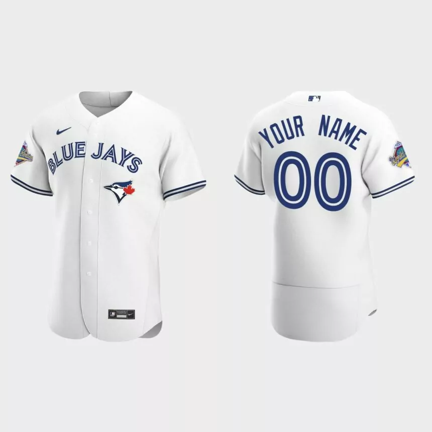 Custom Toronto Blue Jays 1992 World Series Patch Authentic Jersey – White