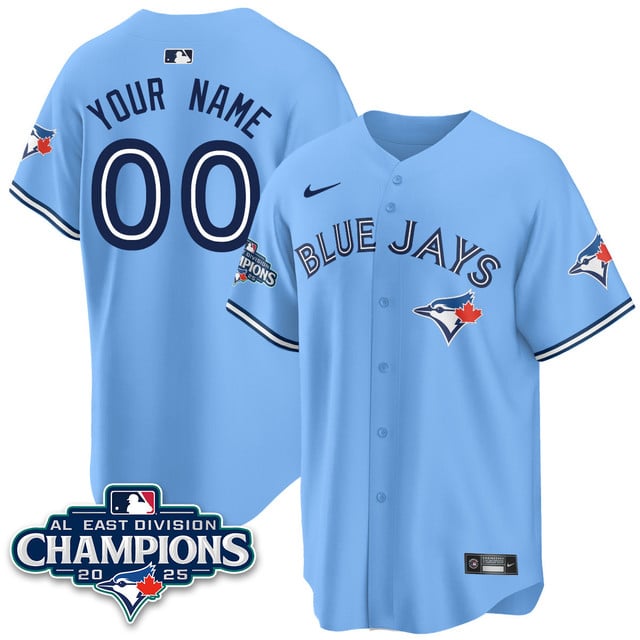 Custom Toronto Blue Jays AL East Division Champions Jersey - All Stitched Light Blue