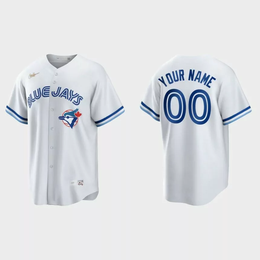 Custom Toronto Blue Jays Cooperstown Collection Jersey – White