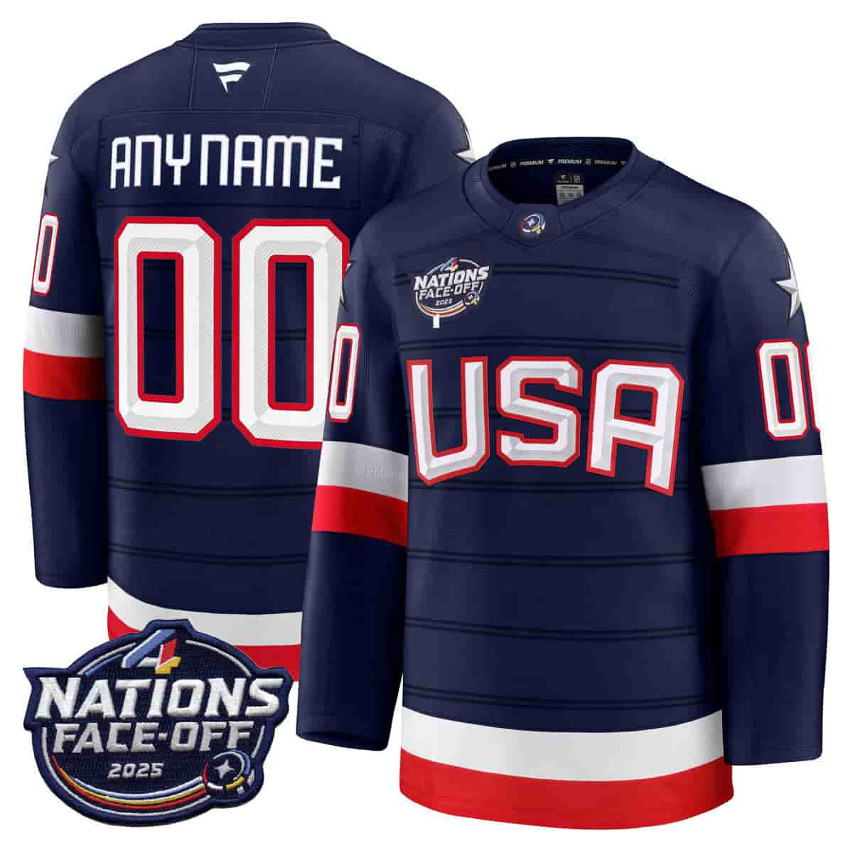 Custom USA 4 Nations Face-Off 2025 Premium Jersey - All Stitched