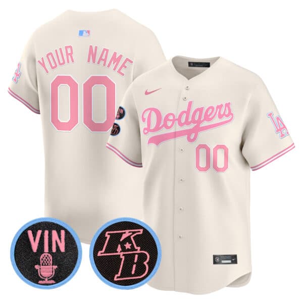 Custom Unisex Dodgers Vin & Kobe Patch Bubblegum Pink Vapor  Premier Limited Jersey – All Stitched