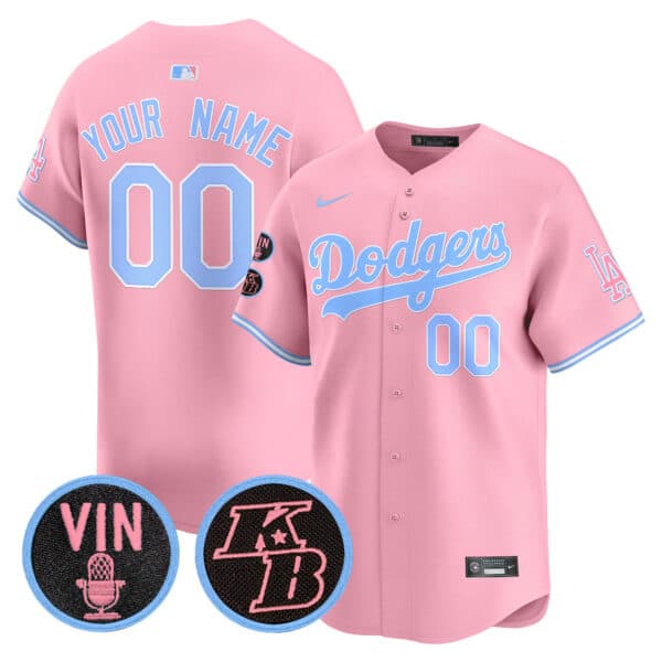 Custom Unisex Dodgers Vin & Kobe Patch Bubblegum Pink Vapor Premier Limited Jersey – All  Stitched