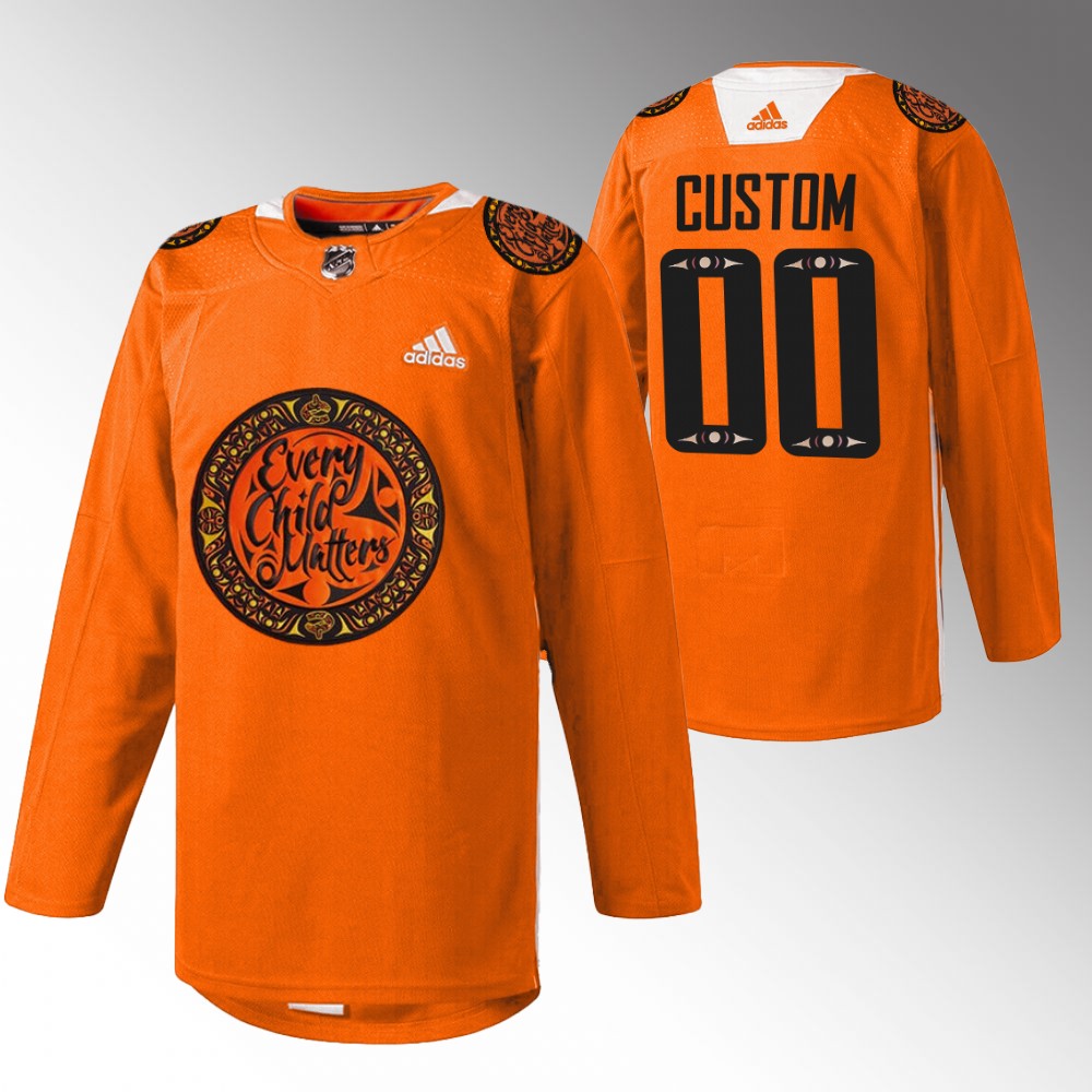 Custom Vancouver Canucks National Day for Truth and Reconciliation Orange 2022 Jersey Warmup