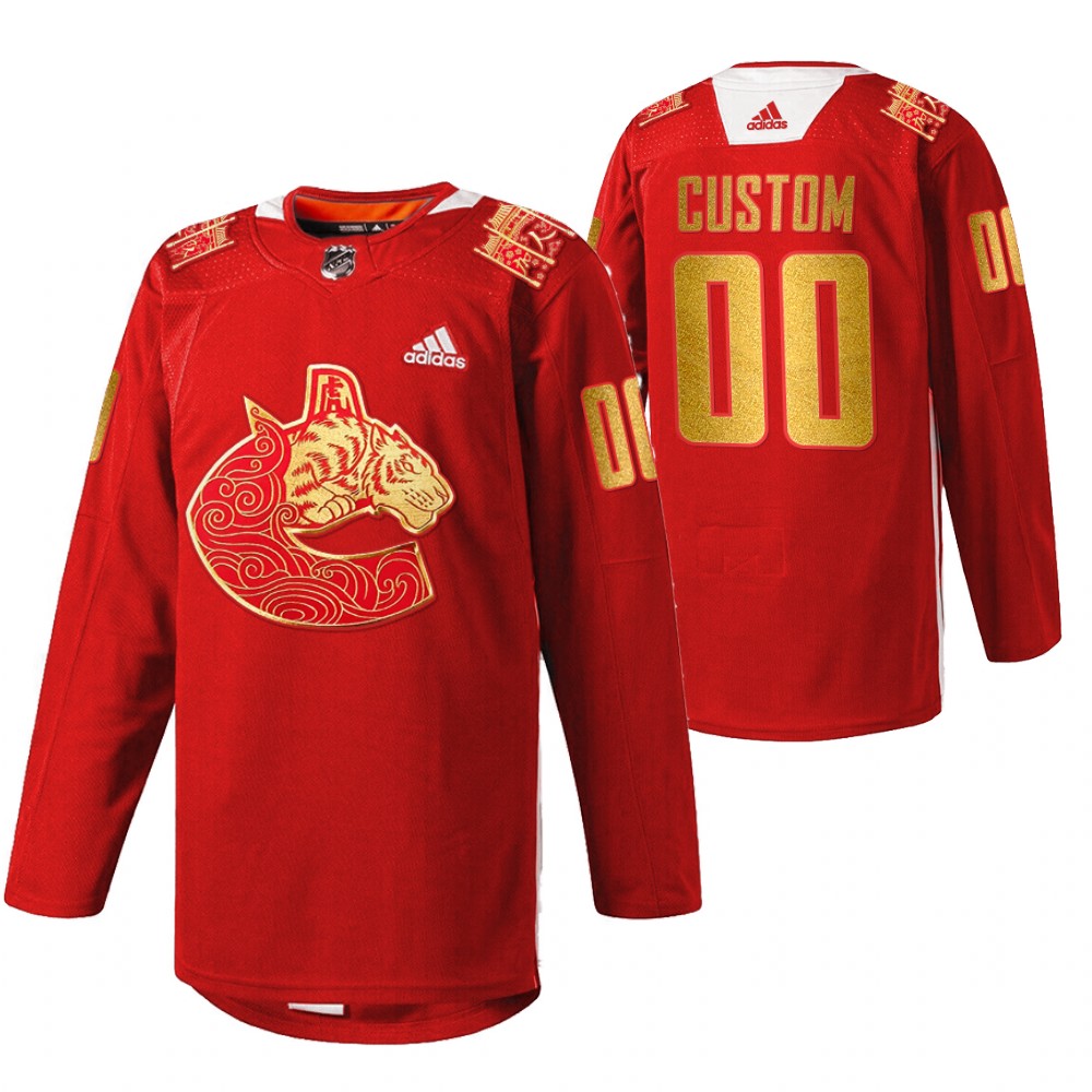 Custom Vancouver Canucks Red 2022 Lunar New Year Jersey Limited edition Warmup