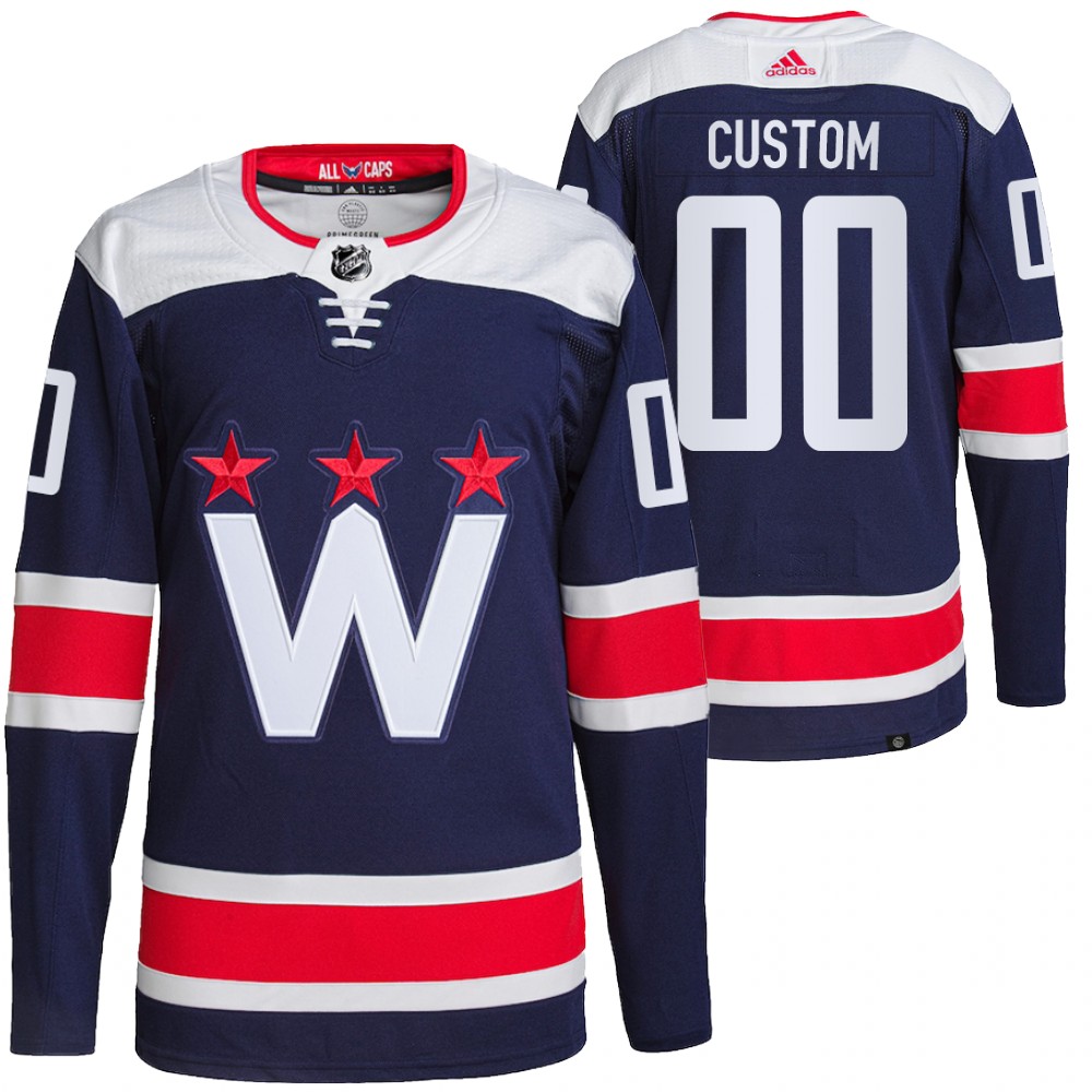 Custom Washington Capitals Navy Alternate Primegreen Authentic Pro Jersey