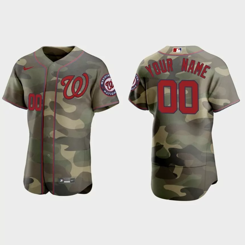 Custom Washington Nationals 2021 National Armed Forces Day Authentic Jersey – Camo
