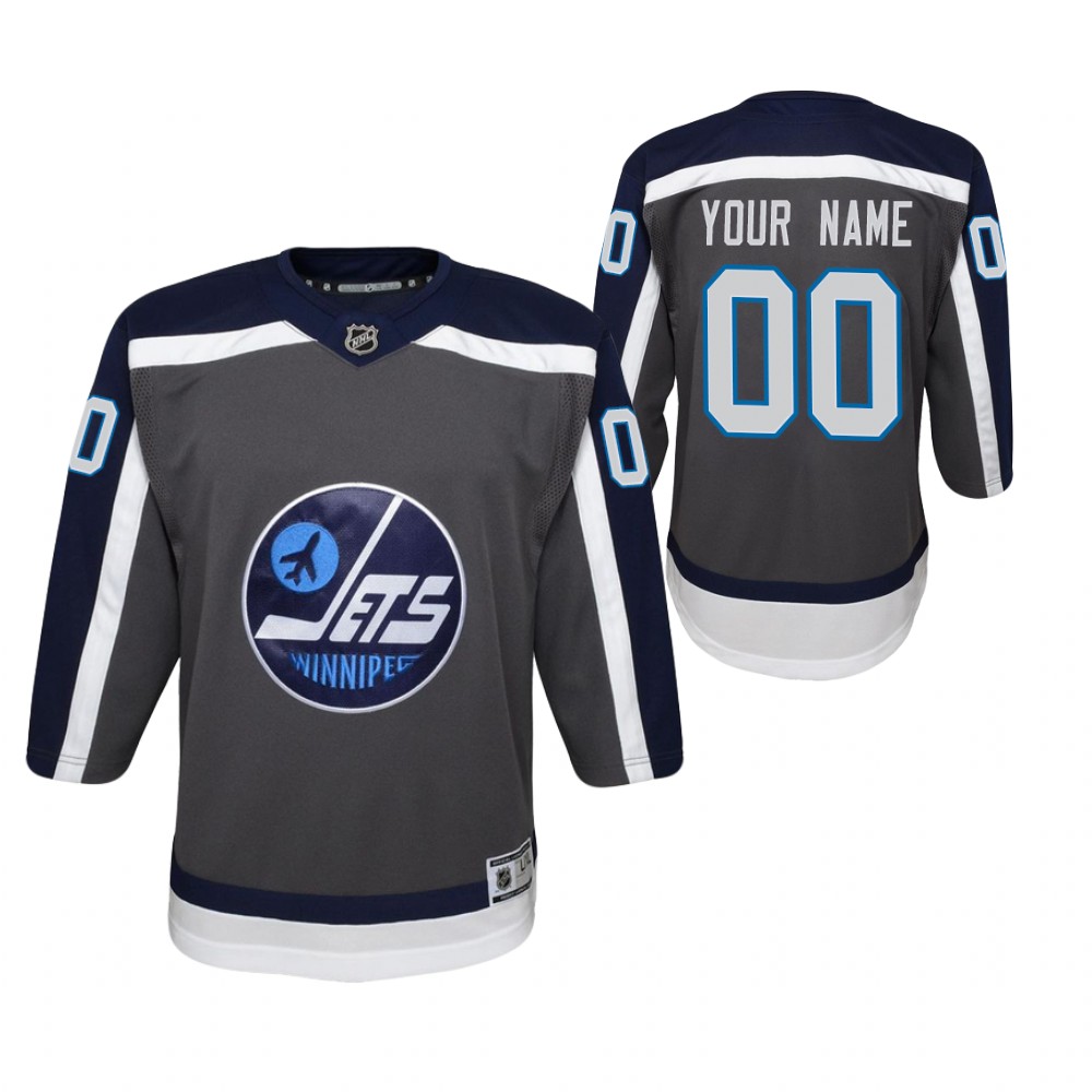 Custom Winnipeg Jets 2021 Reverse Retro Gray Youth Jersey Replica