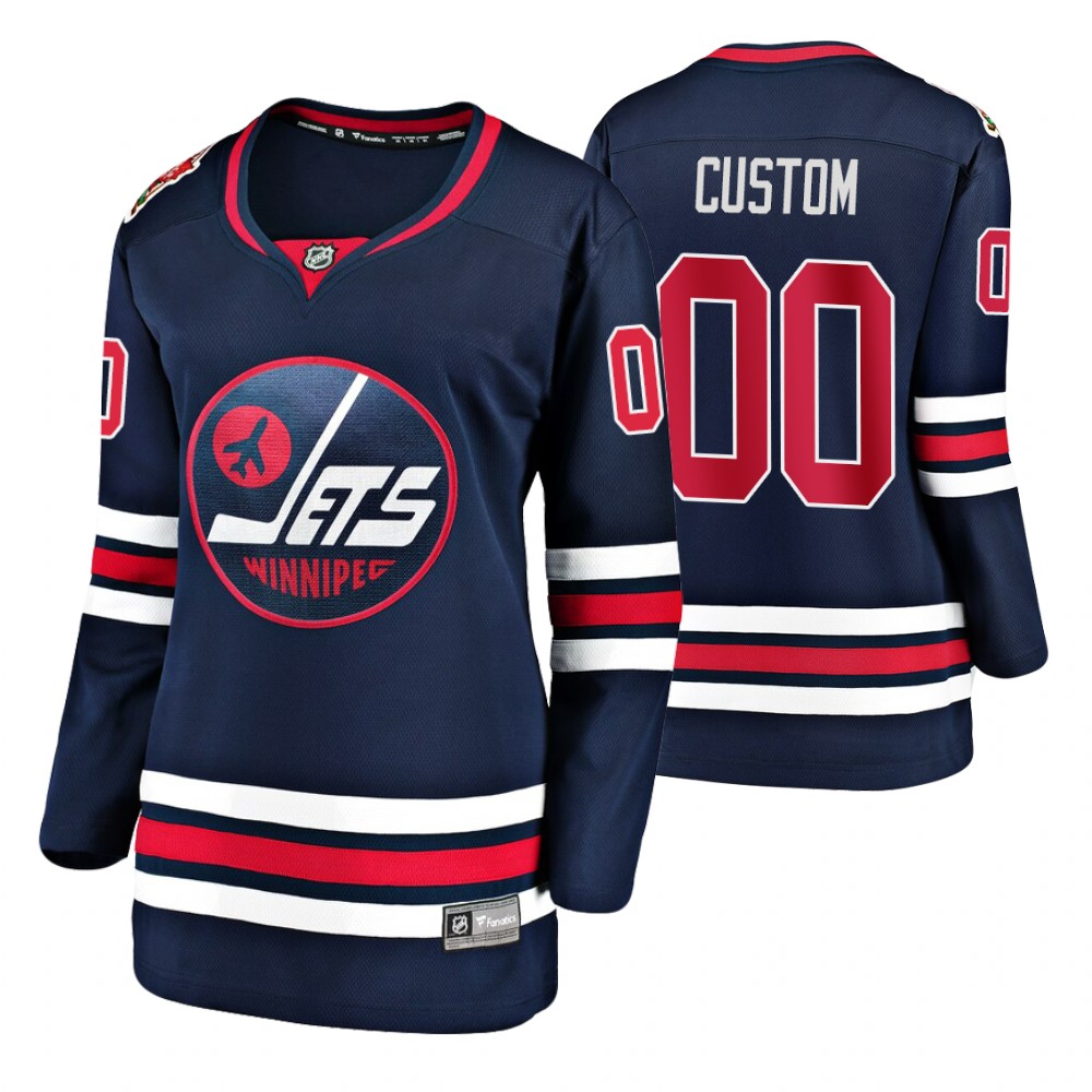 Custom Winnipeg Jets Navy 2019 Heritage Classic Breakaway Jersey Women's
