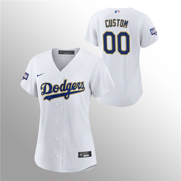 Custom Women's Dodgers  White 2021 Gold Program Jersey