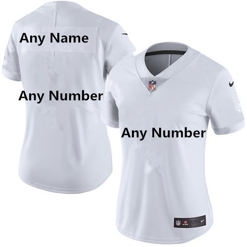 Custom Women's Nike Raiders White Stitched NFL Limited Rush Jersey 