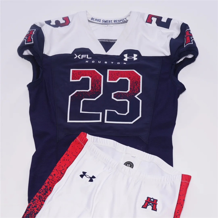 Custom XFL Houston Roughnecks Navy Home football Jersey