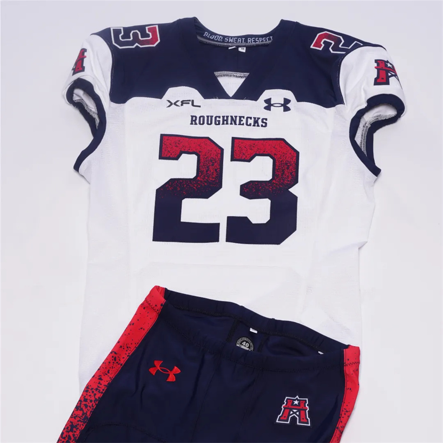 Custom XFL Houston Roughnecks White Away football Jersey