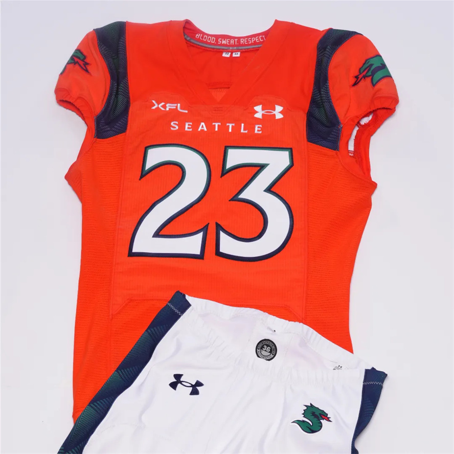 Custom XFL Seattle Sea Dragons Orange stitched Home football Jersey