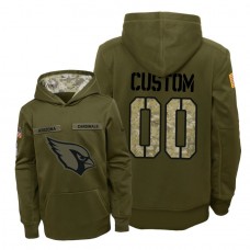 Custom Youth Pittsburgh Steelers #00 Olive Hoodie 2018 Salute To Service