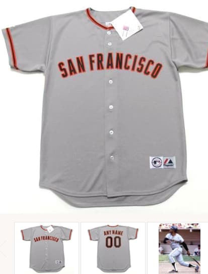 Customized   SAN FRANCISCO GIANTS 1960's Majestic Throwback Away Jersey